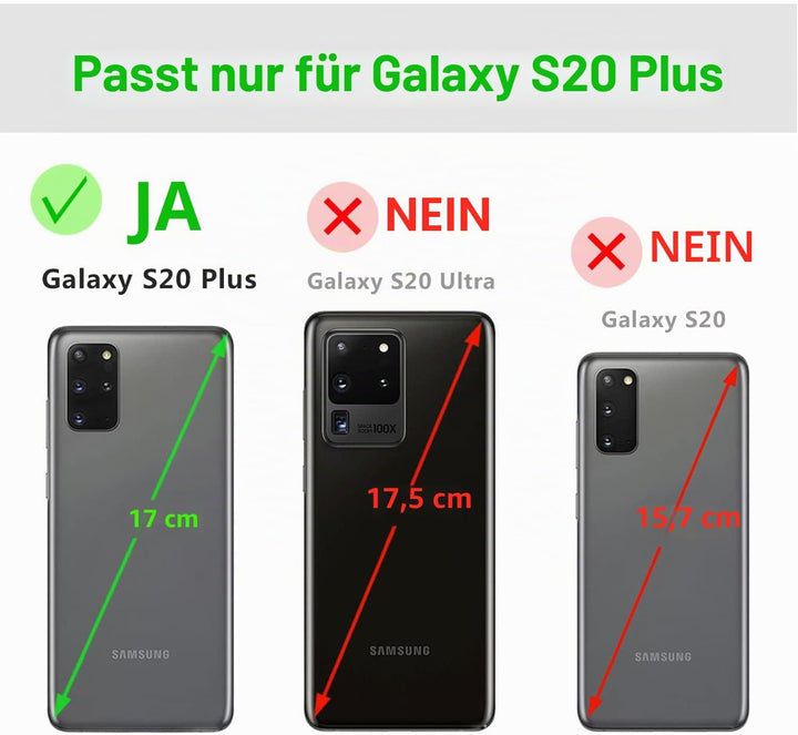 LENSUN Echtleder Hülle für Samsung Galaxy S20 Plus, Handyhülle [Echtes Leder] [Magnetverschluss] [Ka