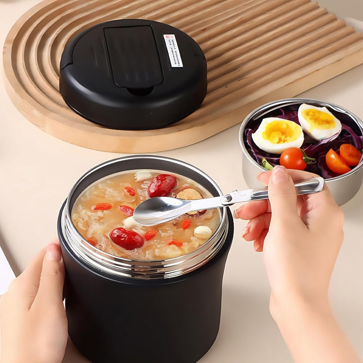 Thermobehälter für Essen: 1.2L Edelstah Warmhaltebehälter Essen mit Löffe, Auslaufsiche Thermoskanne