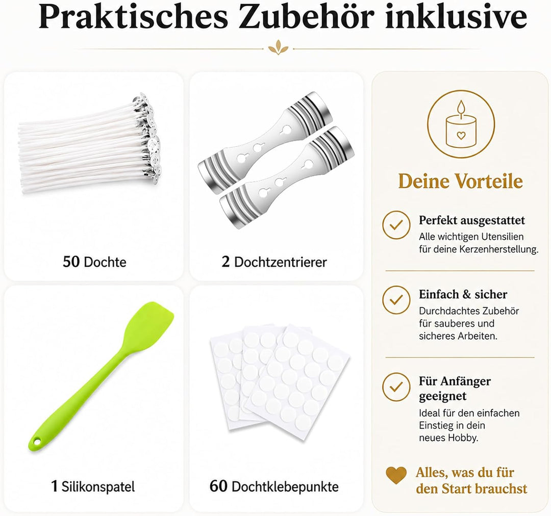 GARMEE Elektrischer Wachsschmelzer 800ML Kerzen Selber Machen Set mit 4 Kerzenformen Silikon, Wachss