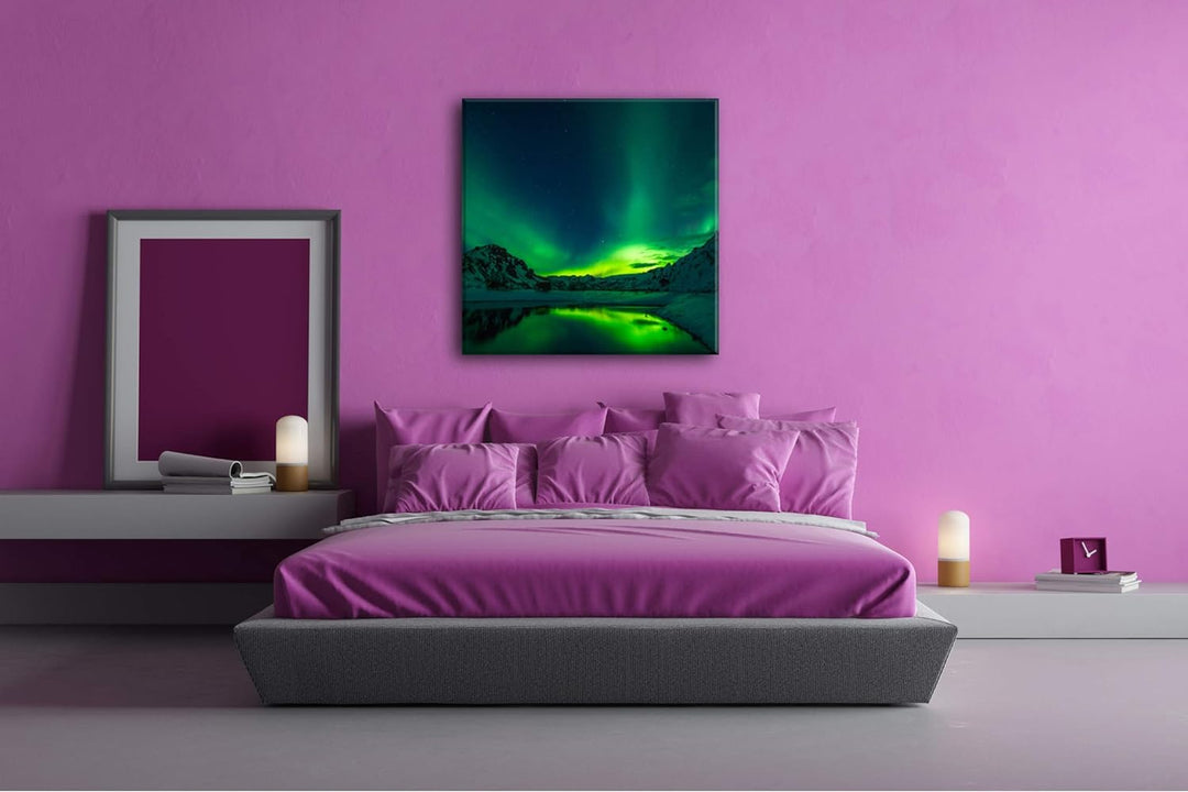 deyoli Aurora Borealis Format: 70x70 als Leinwand, Motiv fertig gerahmt auf Echtholzrahmen, Hochwert