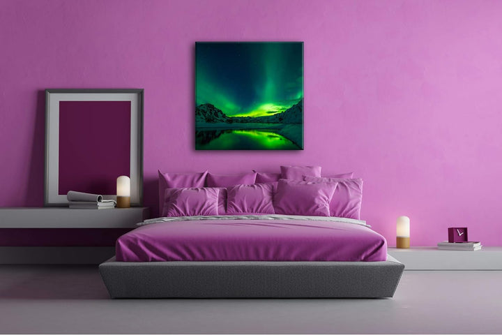 deyoli Aurora Borealis Format: 70x70 als Leinwand, Motiv fertig gerahmt auf Echtholzrahmen, Hochwert