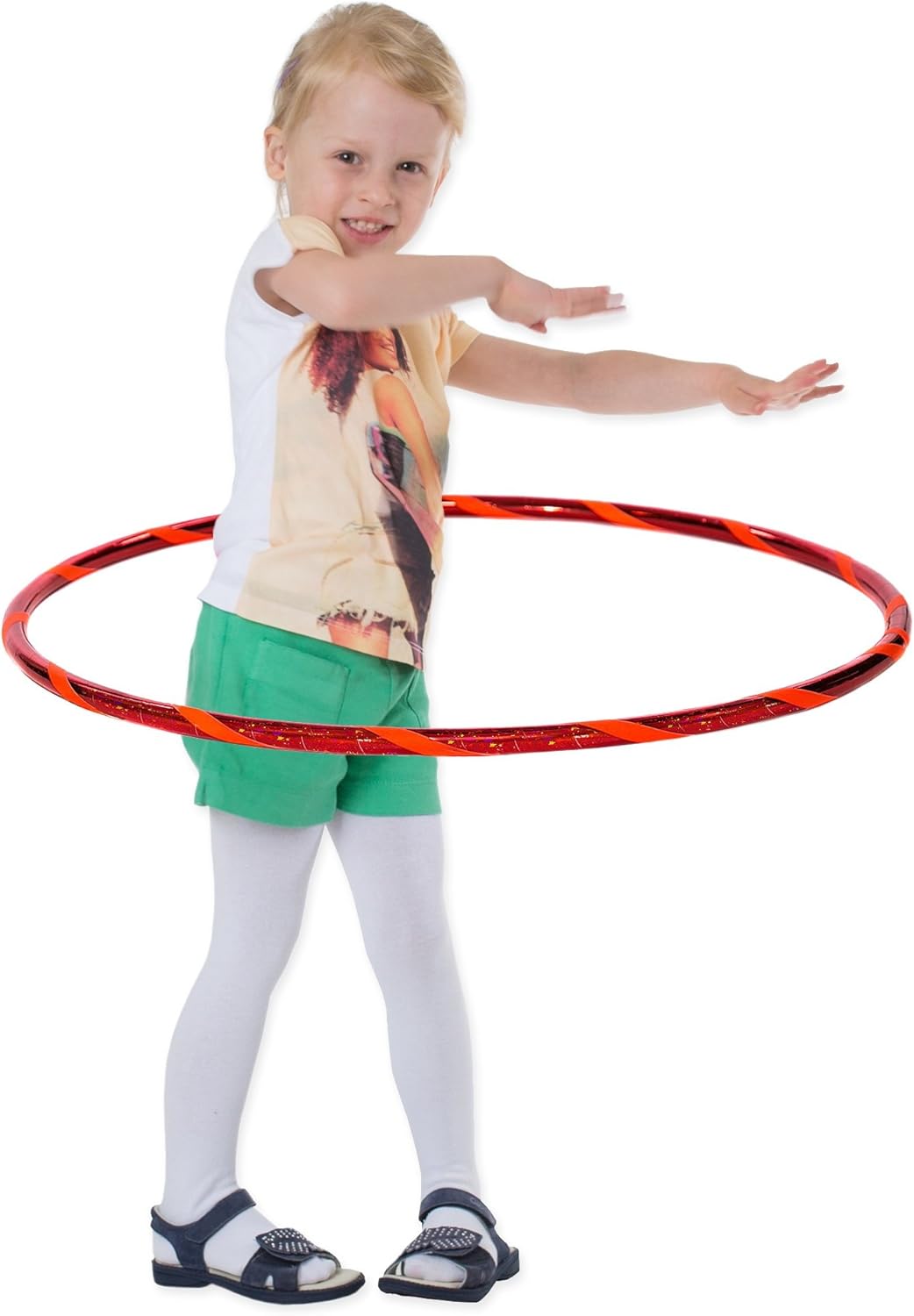 Super Star Kinder Hula Hoop Reifen mit Sternen-Muster Ø80cm Stern-Rot-Orange, Ø80cm Stern-Rot-O