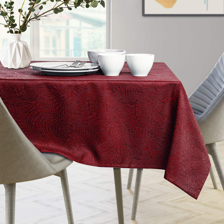AmeliaHome Tischläufer Set 35x300 cm und 115x300 cm Lotuseffekt Wasserabweisend Blätter Bordeaux Gai