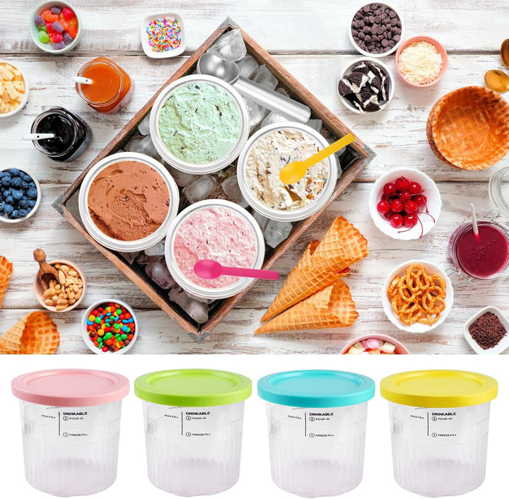BORDEAG Behälter für Ninja Creami - 4 Stück Eisbehälter, Ersatz für NC501EU, NC500EU Zubehör