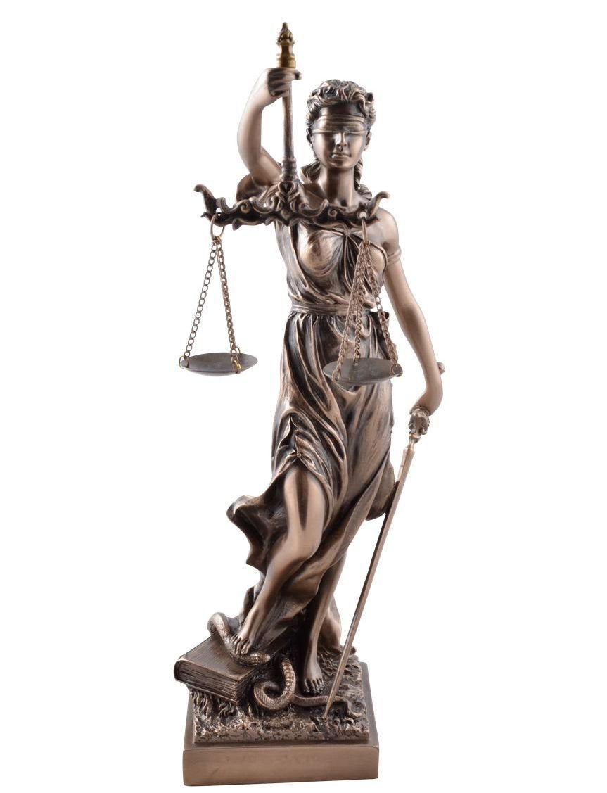 Justitia römische Göttin der Gerechtigkeit - Skulptur - Statue - Figur bronziert