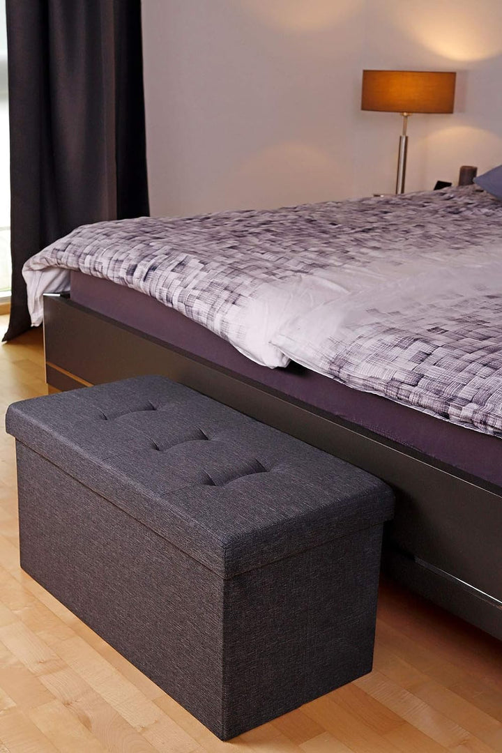 dibea Sitzhocker faltbar max 300 kg Leinen, 76x38x38 cm grau, 76x38x38 cm Grau