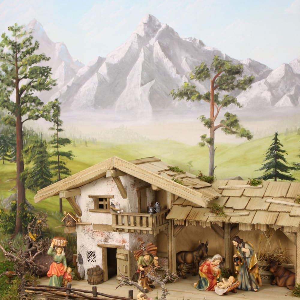 FADEDA Hintergrund Zirbe/Höhe:70 cm/handbemalt/detailgetreue Krippen Figuren - Weihnachten Tisch Dek