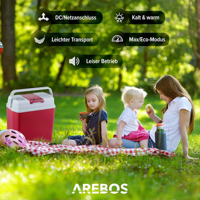 Arebos 20 Liter Kühlbox | Kühlbox klein | zum Kühlen und Warmhalten | mit ECO Modus | 12/230 V für A