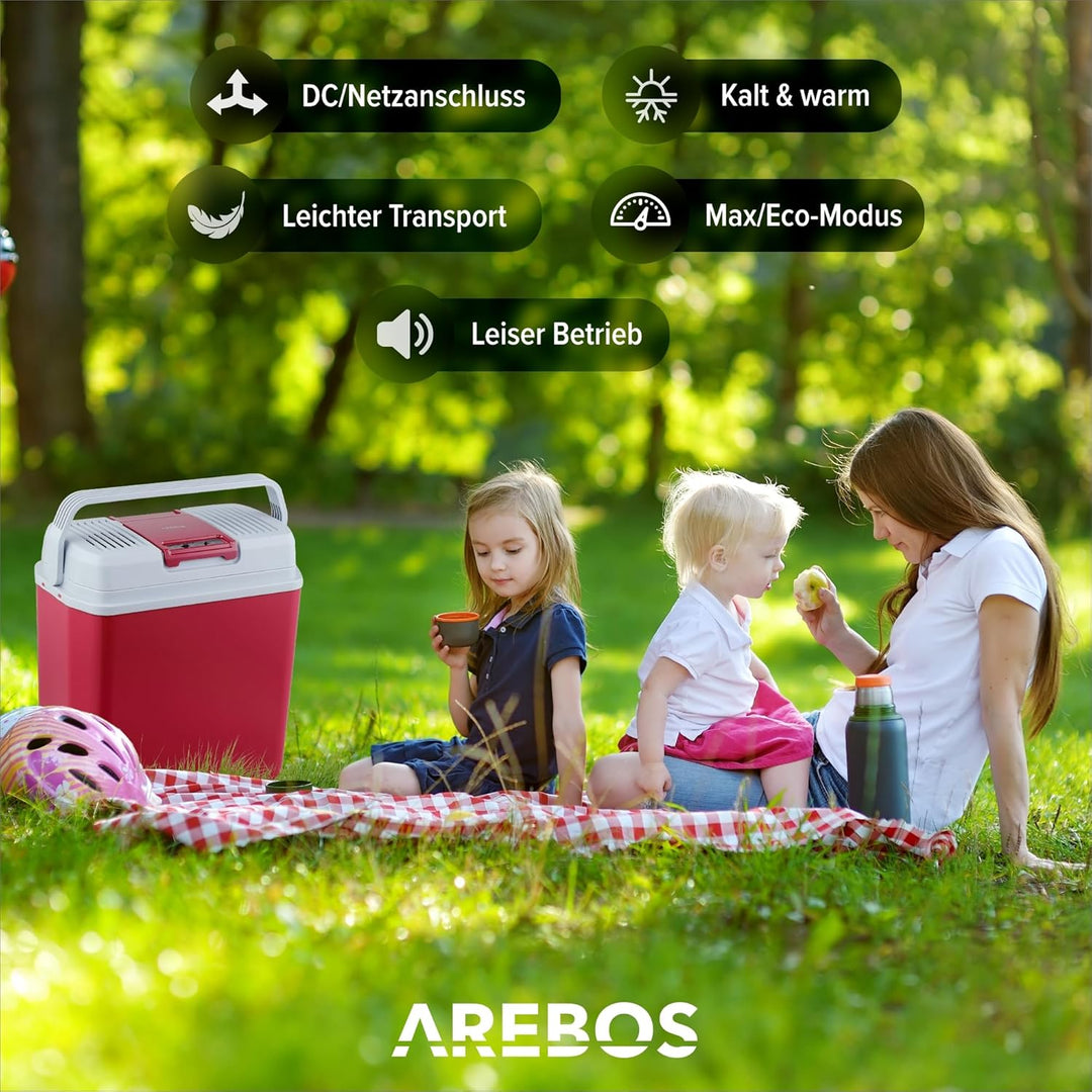 Arebos 20 Liter Kühlbox | Kühlbox klein | zum Kühlen und Warmhalten | mit ECO Modus | 12/230 V für A