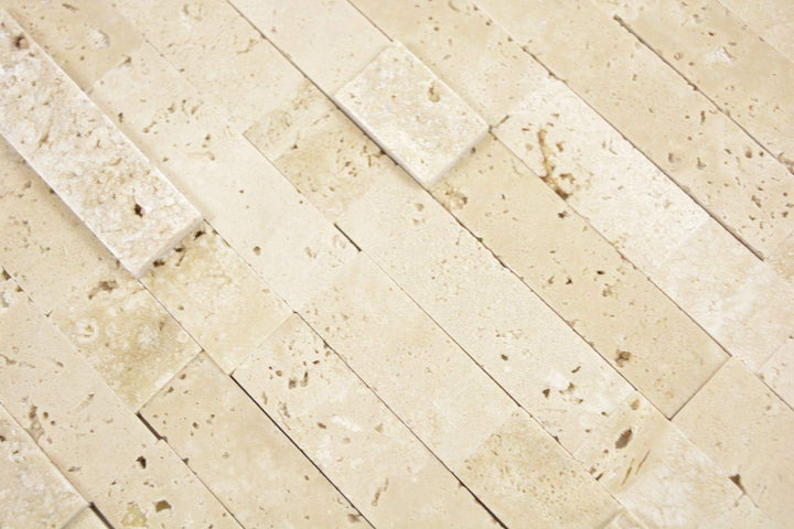 Selbstklebnde Mosaikmatte Verbund Naturstein Travertine beige für WAND KÜCHE Wandverblender Fliesens