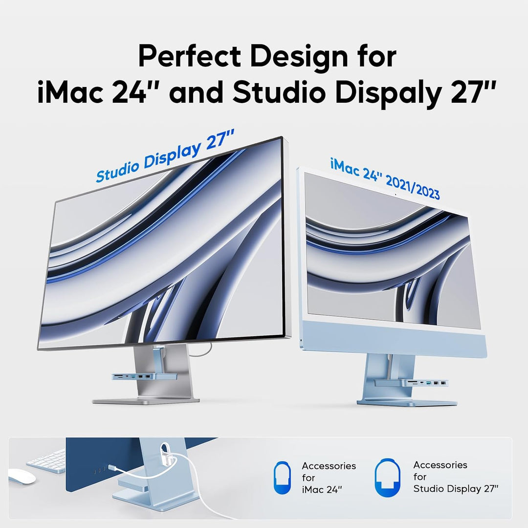 iMac Zubehör für iMac24 2021/2023/2024, USB C Hub für iMac-M1/M3/M4 & Studio Display 27 Zoll, iMac U