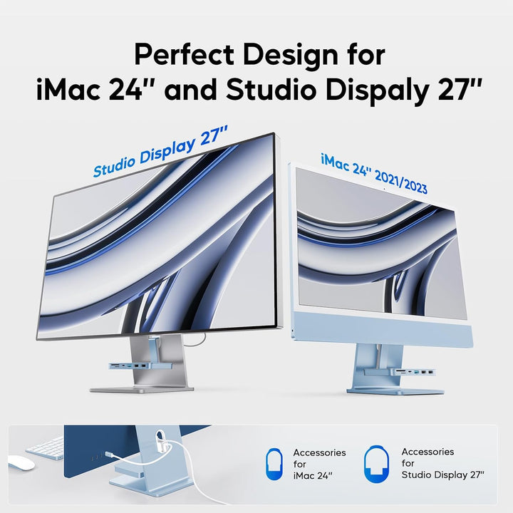 iMac Zubehör für iMac24 2021/2023/2024, USB C Hub für iMac-M1/M3/M4 & Studio Display 27 Zoll, iMac U