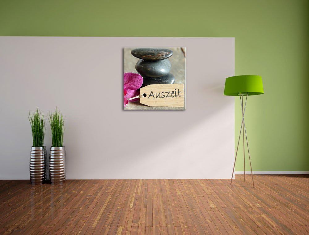 Pixxprint Auszeit Orchidee mit Zen Steinen, Format: 70x70 auf Leinwand, 70x70