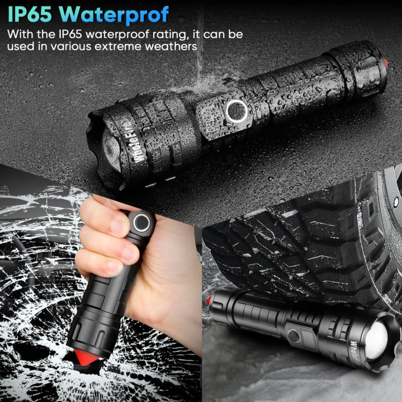 WholeFire Taschenlampen LED, Superhell Wiederaufladbare 20000 Lumen LED Taschenlampe, Wiederaufladba