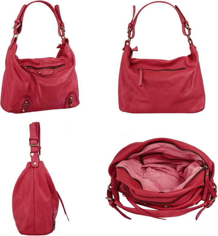 Samantha Look Shopper Echt Leder Damen | Made in Italy, geräumige Umhängetasche, Handtasche aus Lede