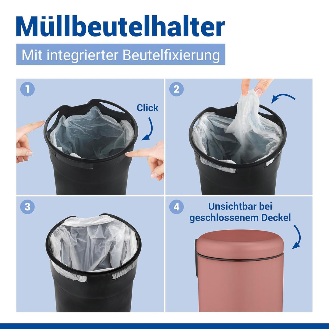 WENKO Treteimer Leman, 3 Liter, mit herausnehmbarem Einsatz, aus lackiertem Stahl, 17 x 25 x 22,5 cm