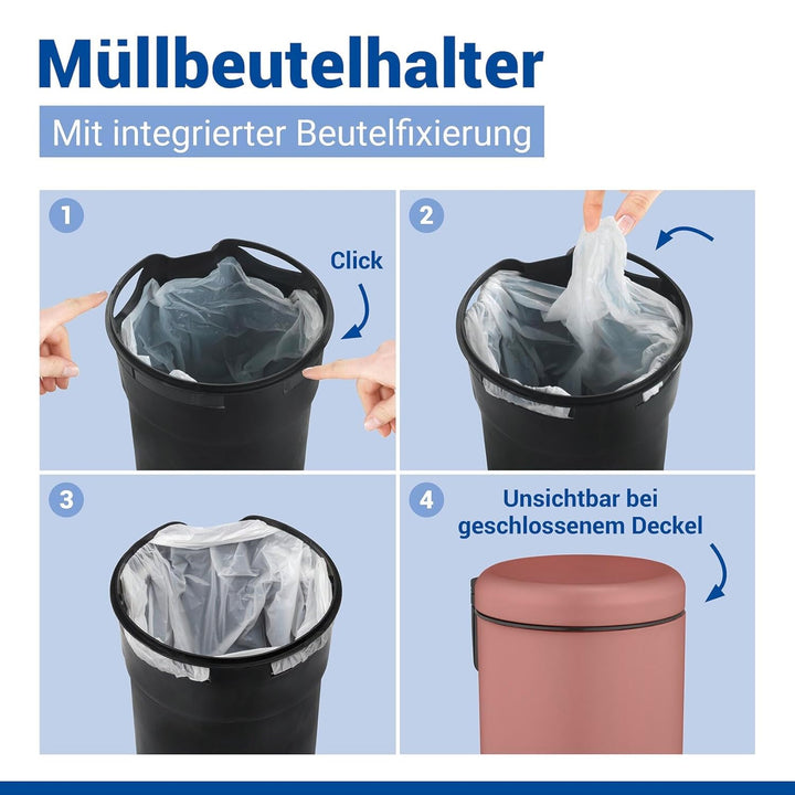 WENKO Treteimer Leman, 3 Liter, mit herausnehmbarem Einsatz, aus lackiertem Stahl, 17 x 25 x 22,5 cm
