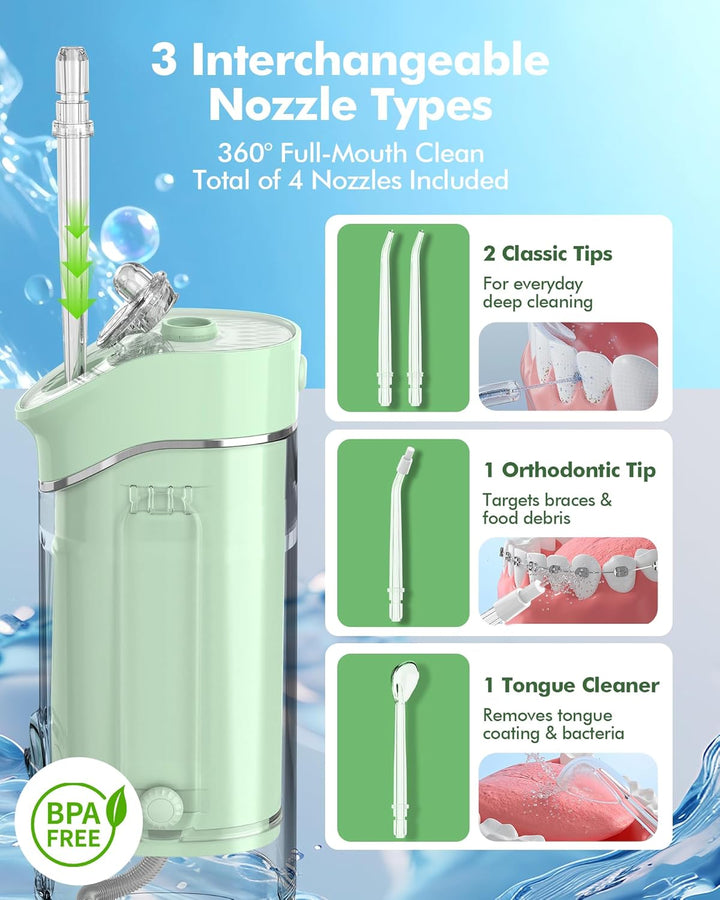 Reise Munddusche Kabellos Tragbarer: Wasserflosser Ultra Kompakt, Oral Irrigator mit 180ML Wassertan
