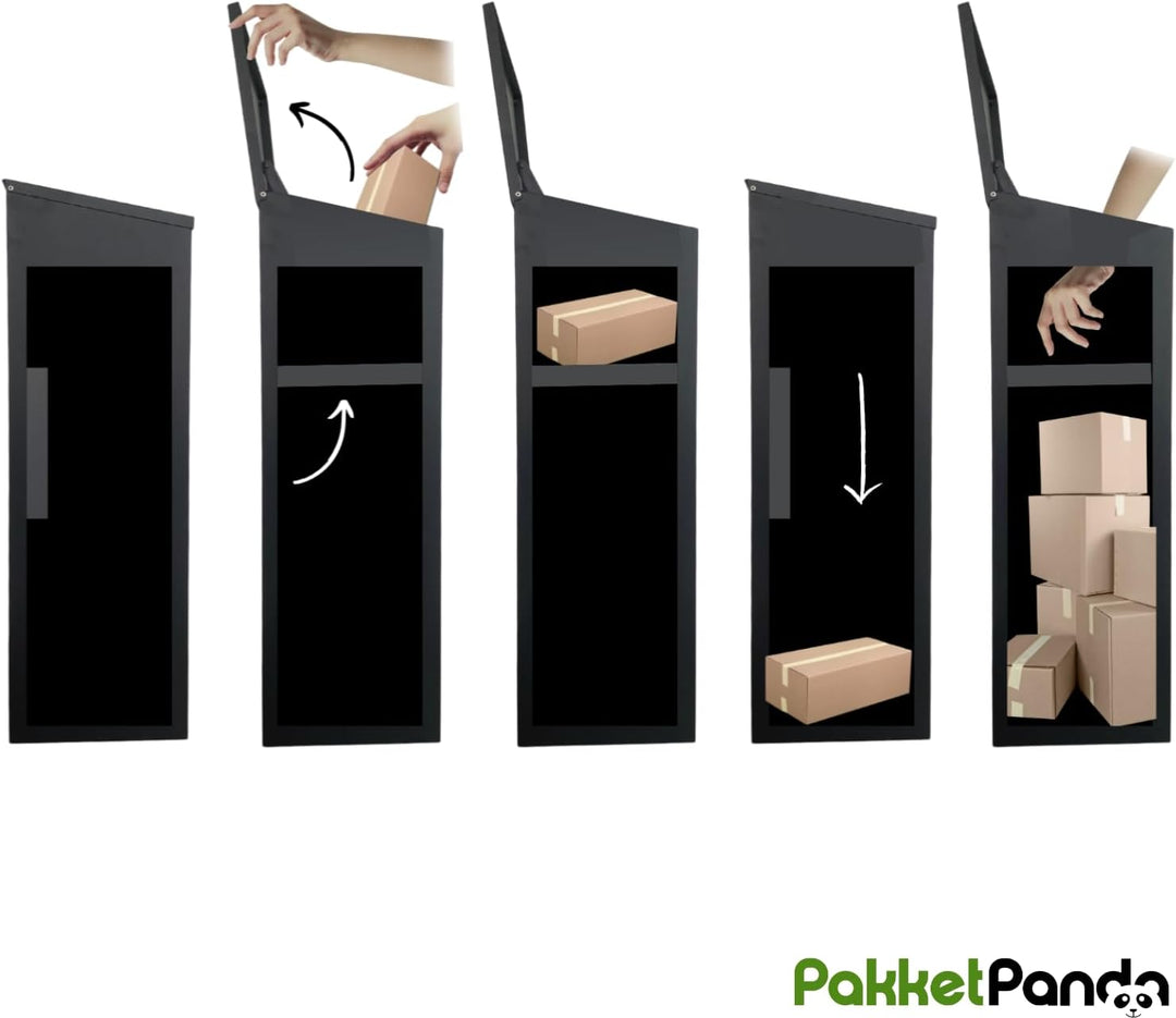 Paketkasten mit Autonomie - KOSTENLOSES Aufkleber - PakketPanda - XXL - Paketkasten - Hintertür - Rü