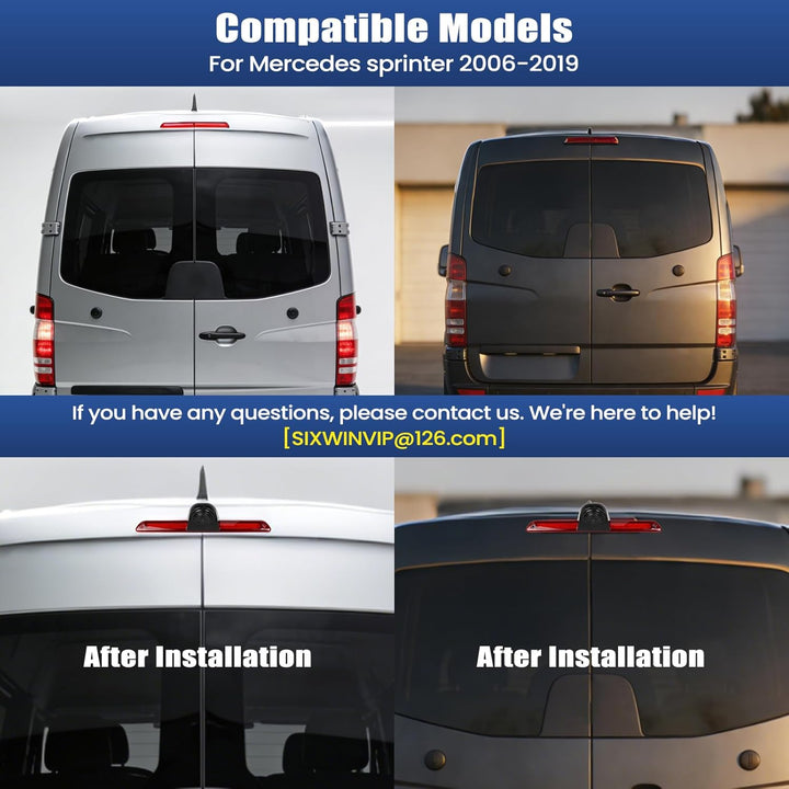 SIXWIN 720P Rückfahrkamera mit Bremsleuchte, Auto Rückfahrkamera für Mercedes Sprinter 2006-2019,140