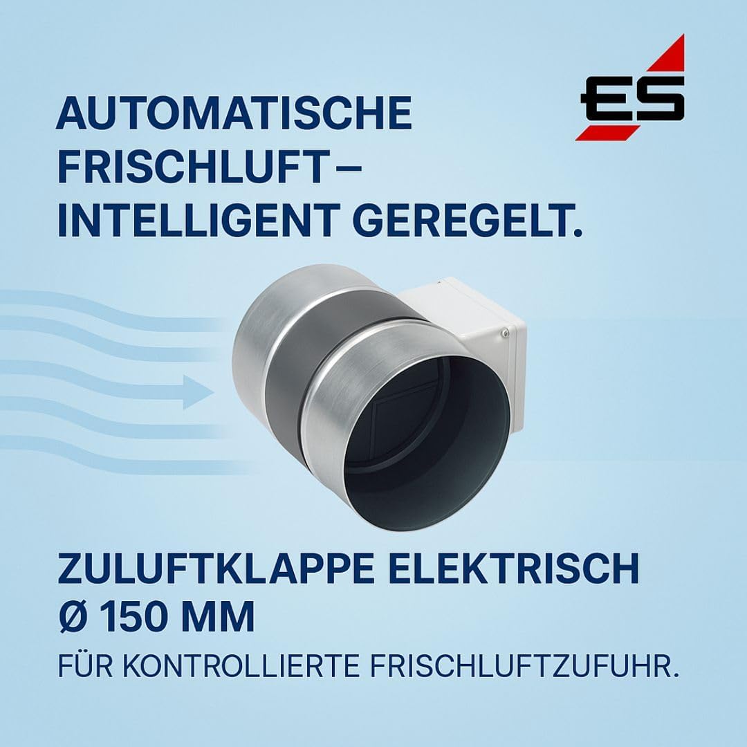 Elektrotechnik Schabus 201755 Zuluftrohr mit Elektrischer Lüftungsklappe aus Feuerhemmenden Kunststo