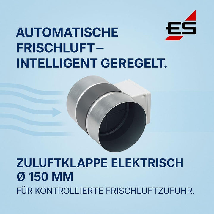 Elektrotechnik Schabus 201755 Zuluftrohr mit Elektrischer Lüftungsklappe aus Feuerhemmenden Kunststo