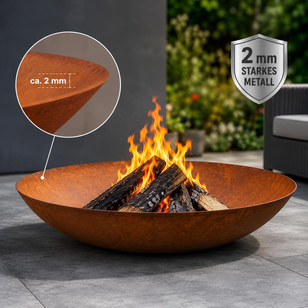 Edelrost Garten Feuerschale Rost Pflanzschale aus Metall Rost 70cm 2mm T 18cm
