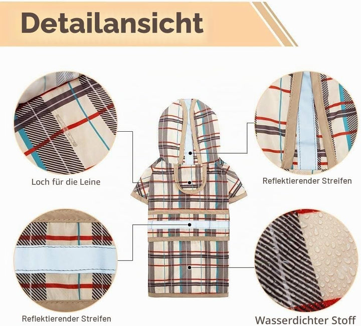 KOOLTAIL Hunderegenmantel mit Kapuze und Loch für die Leine, Hunderegenmantel für kleine mittelgross