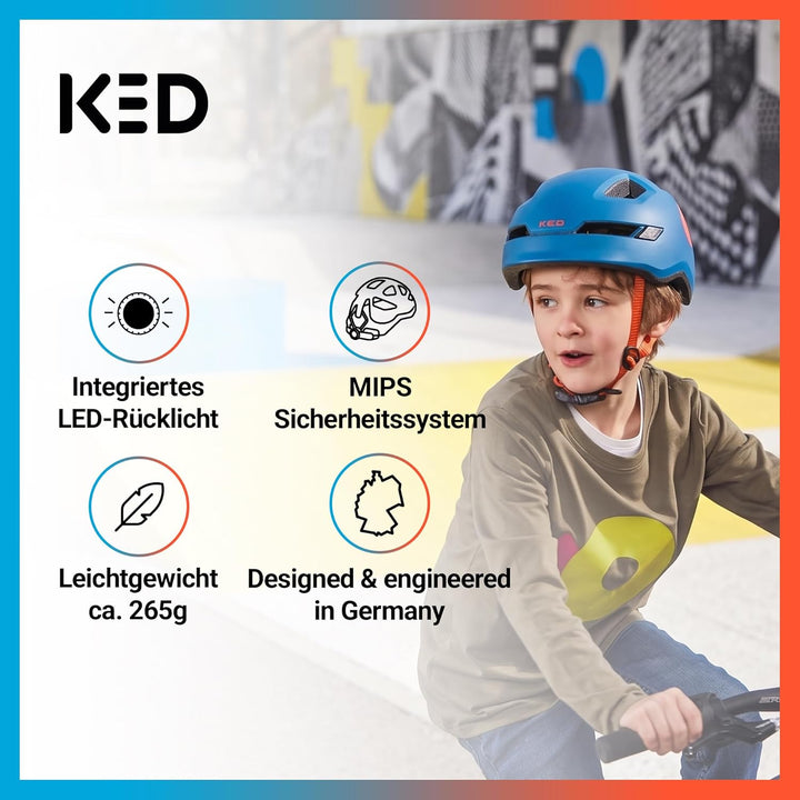 KED Unisex Jugend Pop Fahrradhelm M | 52-56cm Blau, M | 52-56cm Blau