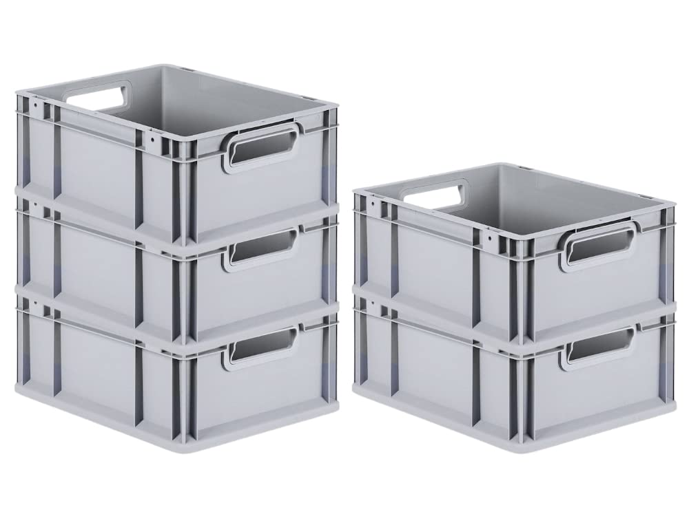 PROREGAL SuperSparSet 5x Eurobox NextGen Grip | HxBxT 17x30x40cm | 16 Liter | Griffe offen | Glatter