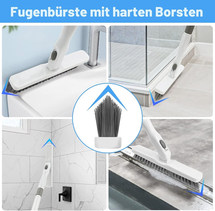 3 in 1 Schrubber mit Stiel, Scrubber Dusche Reinigungsbürste 130.81CM Abnehmbarer Langer Griff steif