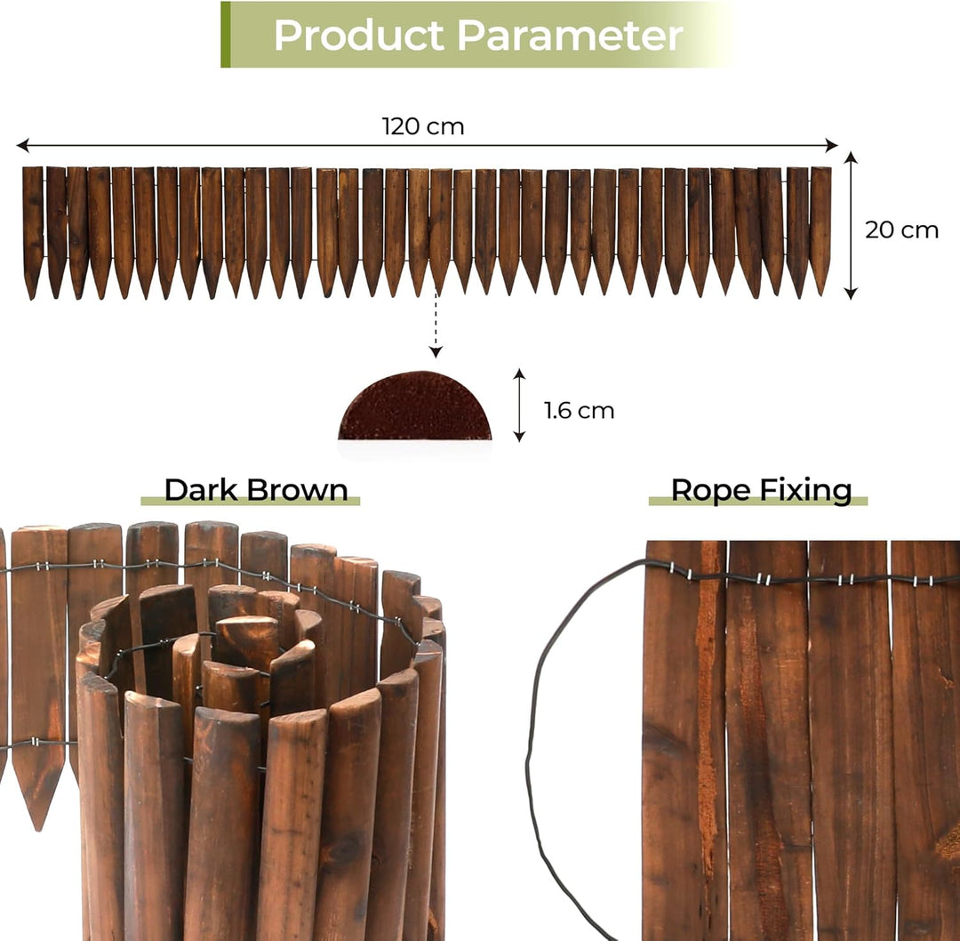 JonesHouseDeco Mit Naturfichtenholz Versehener Holzzaun, Geeignet Für Garten-Holzkanten Im Freien Ro