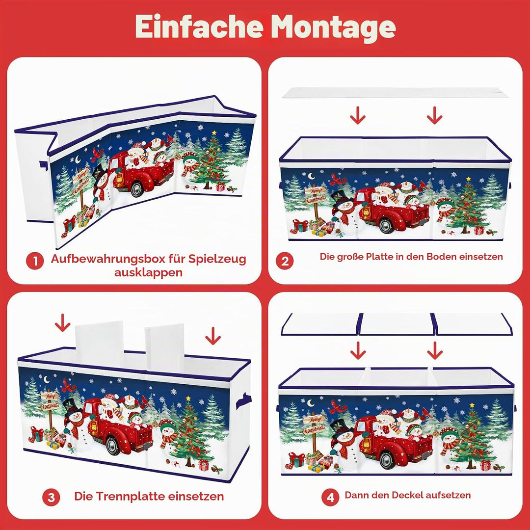 Weihnachts-Aufbewahrungsbox,Extra Gross Spielzeugkiste mit Deckel&amp;Griff,Faltbare spielzeug aufbewahr