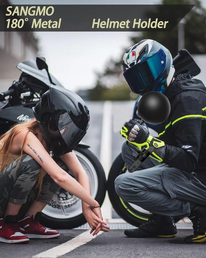 SANGMO 3 Stück 180 ° Motorradhelmständer, drehbarer Metall-Helmhalter, Wandhalterung, Helmhalter Fah