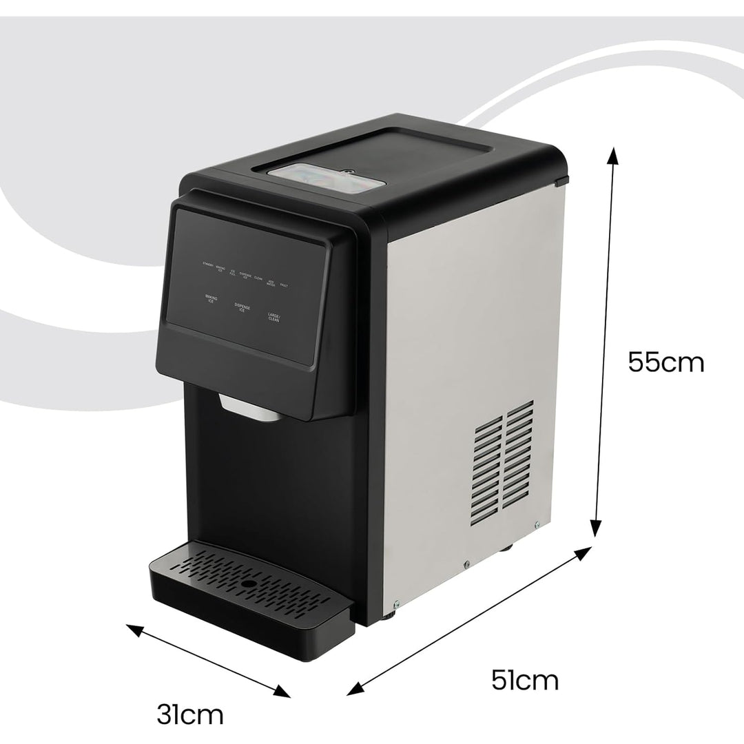 GOPLUS Eiswürfelmaschine mit Wasseranschluss, automatischer Eiswürfelbereiter mit Eisspender & Selbs