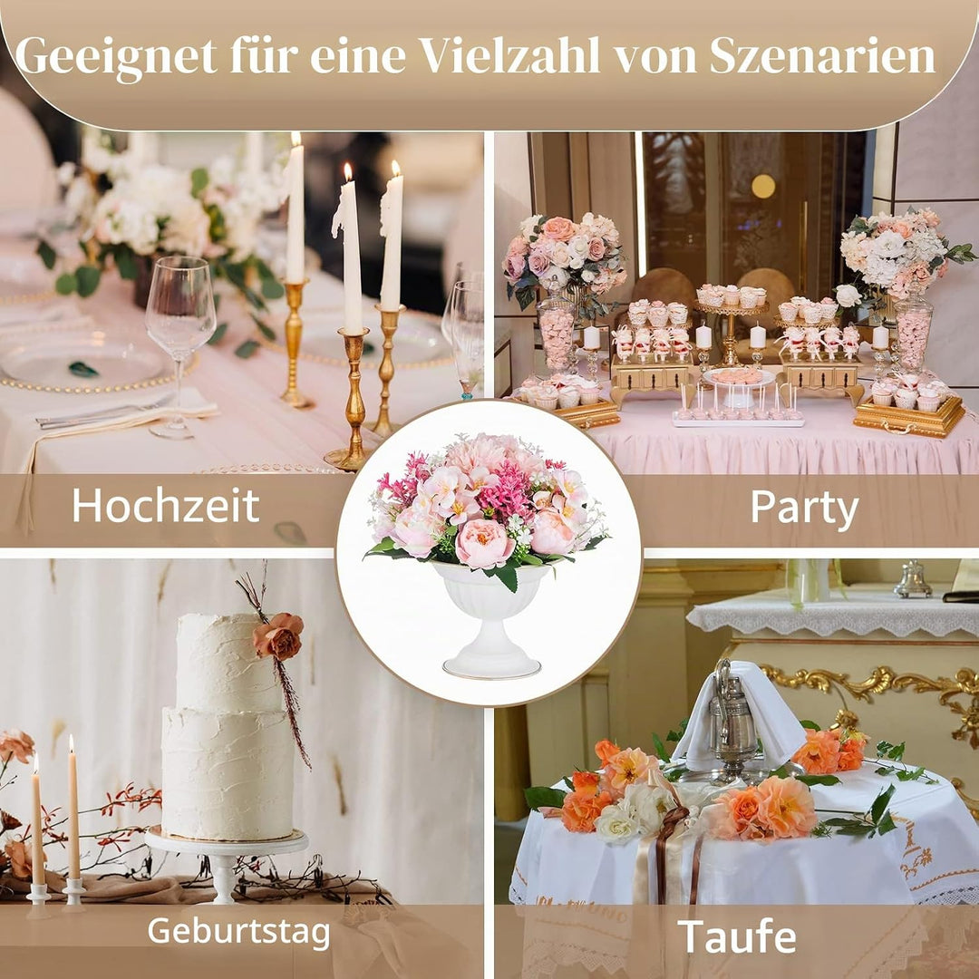 Sziqiqi Weisse Blumenarrangements Topfvase für Hochzeit Mittelstücke für Tische – 10 Stück Kleine Me