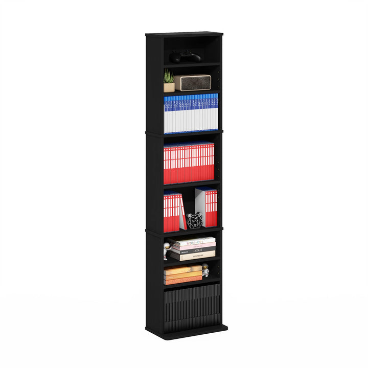 Furinno Jaya Multimedia-Medienspeicher-Tower-Rack mit 9 Regalen und verstellbaren Regalen, Americano