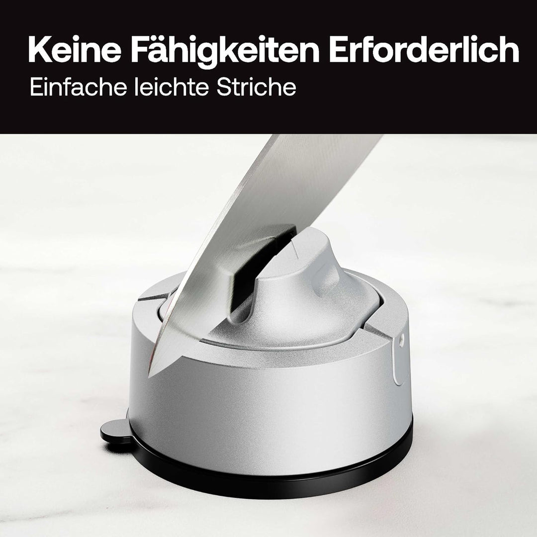 AnySharp Evo Messerschärfer, Freihändige Sicherheit, PowerGrip Saugnapf, Sicheres Schärfen aller Küc