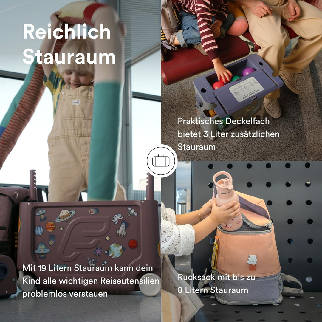 Stokke JetKids Travel Bundle, Coral Pink - Enthält den BedBox Aufsitzkoffer & das Backpack - Ideal f