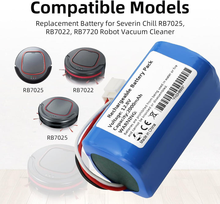 K KYUER 2000mAh Rechargable Saugroboter Akku für Severin Chill RB 7025 RB-7025 RB7022 RB7720 Robot V