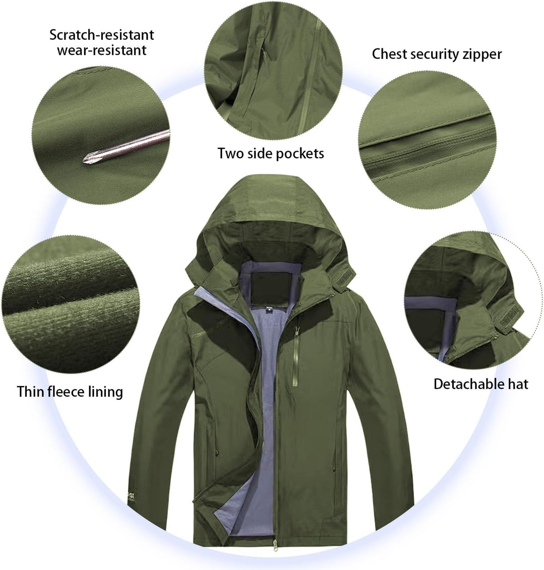 SUKUTU Herren Outdoor wasserdichte Kapuzen-Sportjacke Leichte Wanderjacke Bergjacke Softshell Herbst