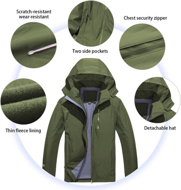 SUKUTU Herren Outdoor wasserdichte Kapuzen-Sportjacke Leichte Wanderjacke Bergjacke Softshell Herbst