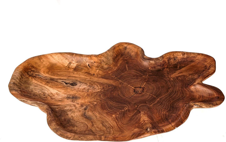 Windalf Grosse Servierplatte Leona 52 cm Buffet Holzplatte Natur Holzschale Cateringplatte Handarbei