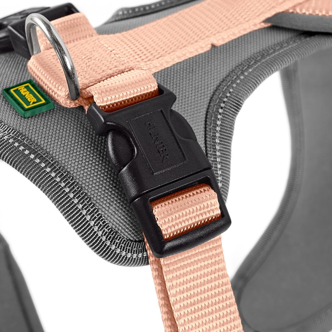 Hunter Hundegeschirr NEOPREN, Farbe: pfirsich/grau, strapazierfähiges Nylon, mit weichem Neopren gep