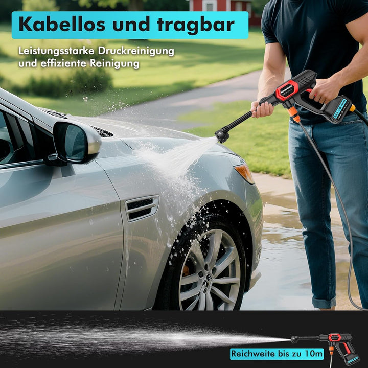 Akku Hochdruckreiniger,80Bar/1160PSI Tragbarer Kabelloser Druckreiniger,Mobiler Hochdruckreiniger mi