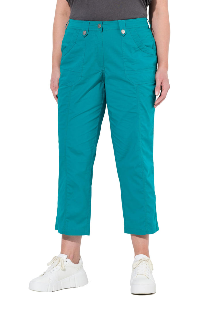 Ulla Popken Damen grosse Grössen Cargohose mit Krempelbein Hose 50W / 32L Klassisch Petrol, 50W / 32