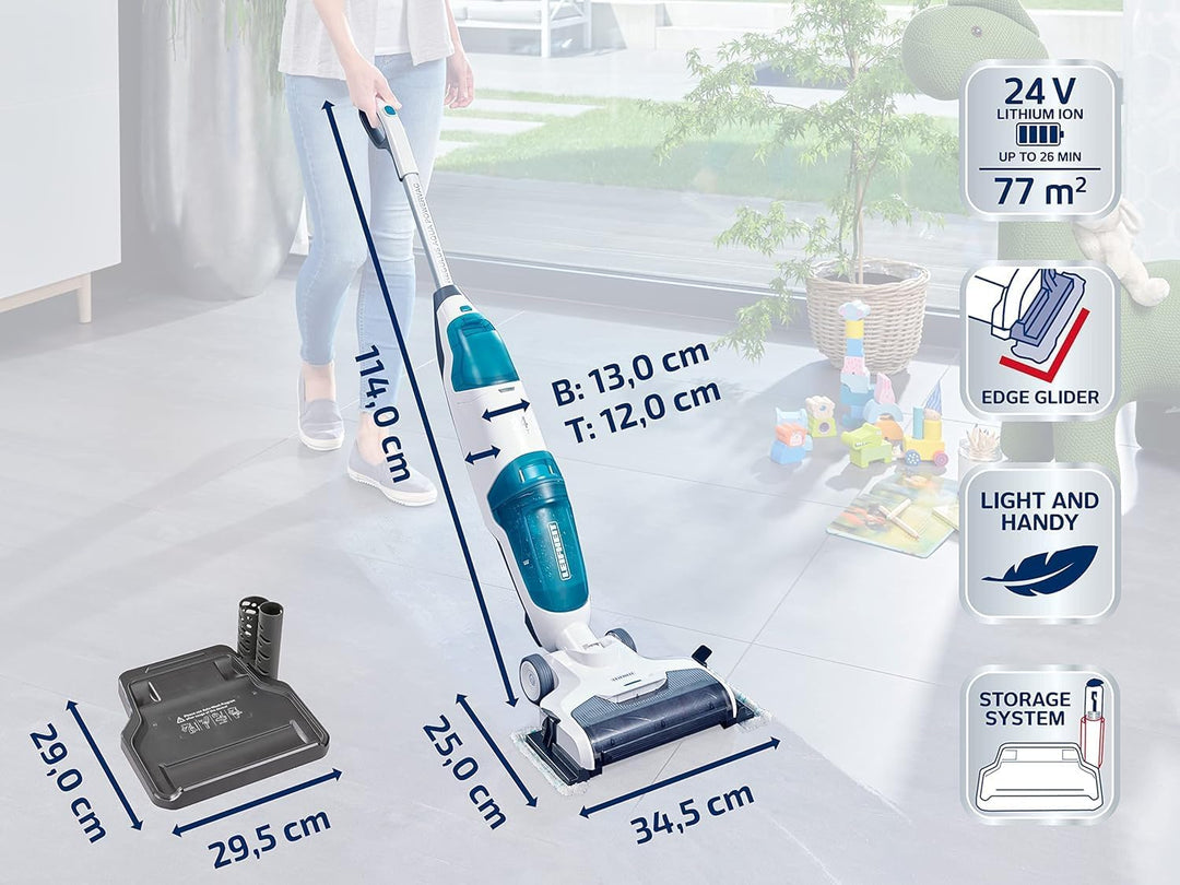 Leifheit Set Akku Saugwischer Regulus Aqua PowerVac inkl. zwei Ersatzrollen, saugen und wischen, Nas