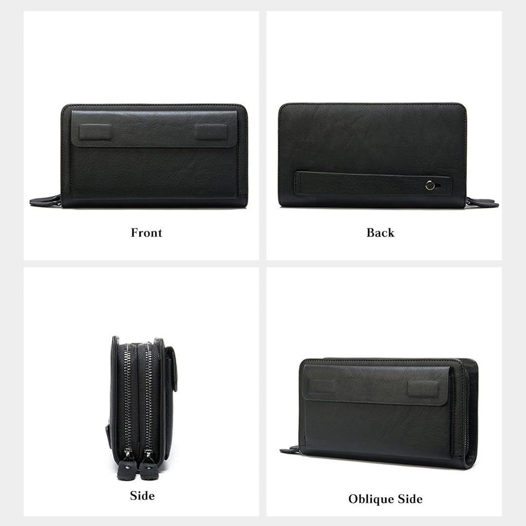 PORRASSO Herren Geldbörse Leder Clutch Tasche Kreditkartenetui Brieftasche Handytasche Portemonnaie