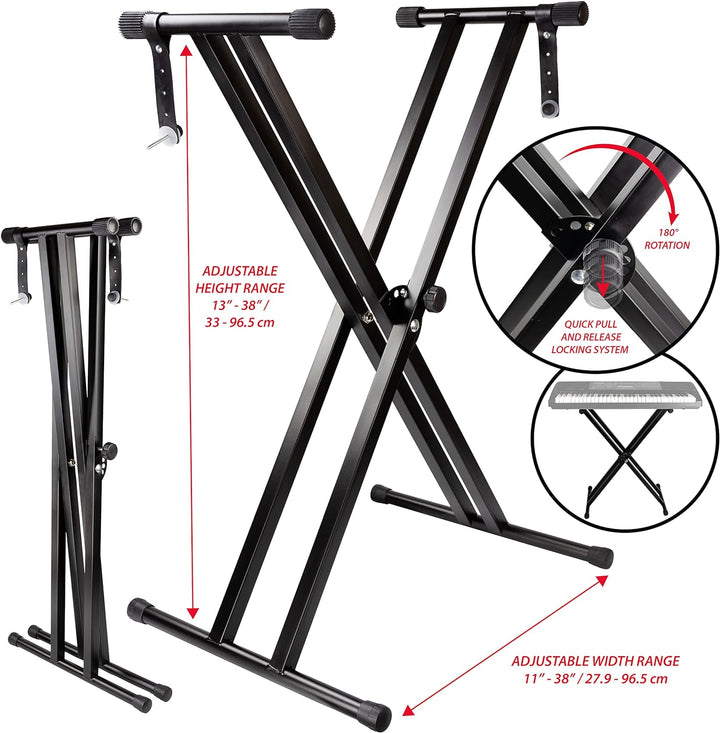 Roland DP-10 Dämpfer-Pedal & RockJam Double Braced Adjustable Keyboard Stand with Locking Straps