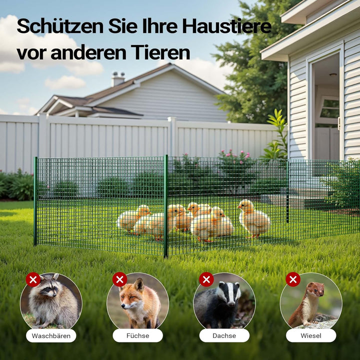 Wiltec Maschendrahtzaun Grün 1x5 m 50 cm Höhe 0,9 mm Stärke 12x12 mm Maschengrösse, Volierendraht 4-